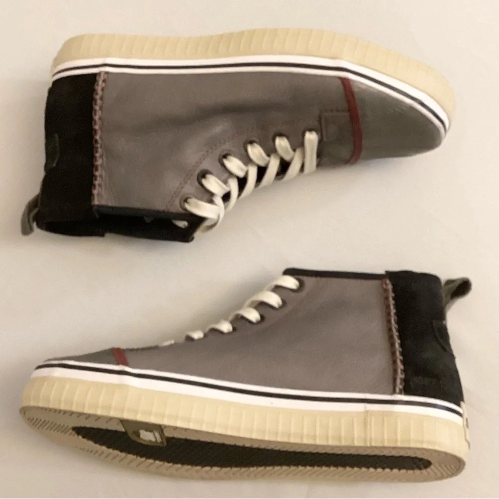Sorel 10 High Top Men’s Sneakers Shoes Handcrafted Leather Suede Gray Black